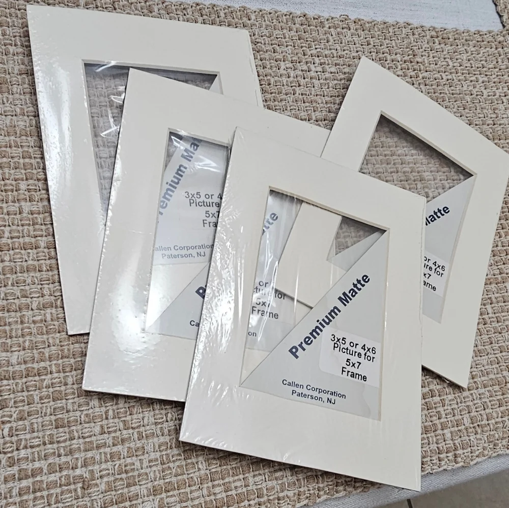 Set Of 4 Premium Matte Mats In Ivory Fits 3 X 5 or 4 X 6 Picture New With Tags